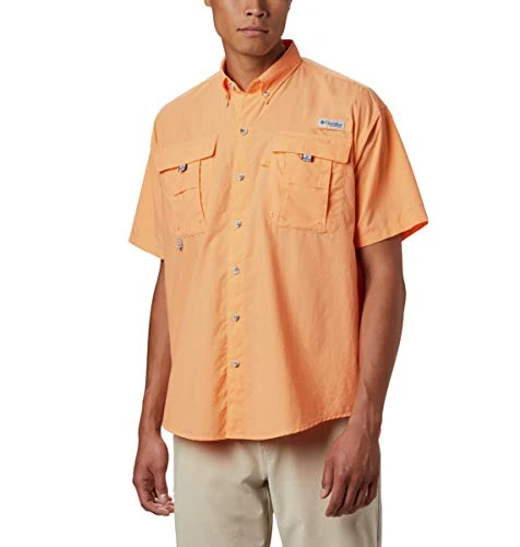 Men's Bahama II UPF 30 Short Sleeve PFG Fishing Shirt, Bright Nectar, 2X