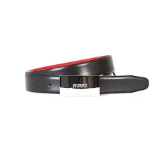 Men's Baldwin Plaque Leather Belt, Black, 32 Men's Baldwin Plaque Leather Belt, Black, 32