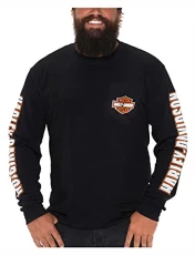 Men's Bar & Shield Chest Pocket Long Sleeve Crew-Neck Tee, Black, Black, S Men's Bar & Shield Chest Pocket Long Sleeve Crew-Neck Tee, Black, Black, S