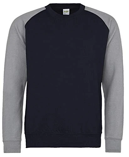 Men's Baseball Sweat Sweatshirt, Multicoloured (Oxford Navy/Heather Grey), Medium