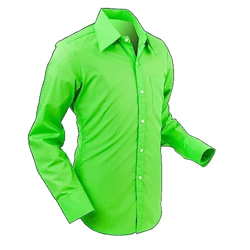 Mens Basic Light Green Retro Shirt With Large Collar XXL