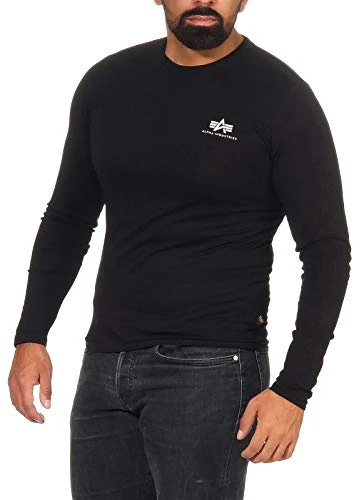 Men's Basic LS Small Logo Long Sleeve Henley Shirt, Black, XXL