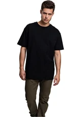 Men's Basic Oversized T hirt, Wide Cut, Long Tee, Short Sleeves Shirt with Crew Neck, 100% Jersey Cotton, in Black, Size: XXL