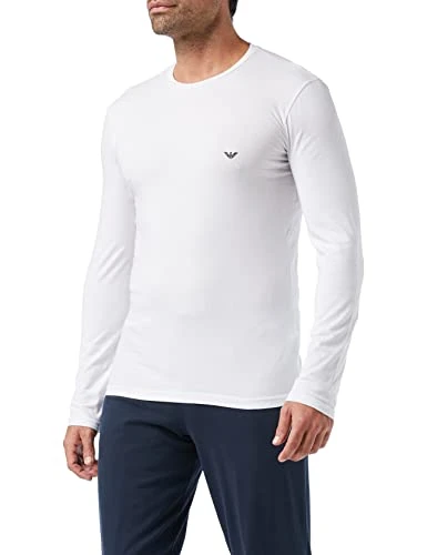 Men's Basic-Stretch Cotton Long Sleeves T-Shirt, White, M