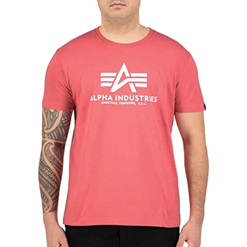 Men's Basic T-Shirt, Opaque, Coral Red, S