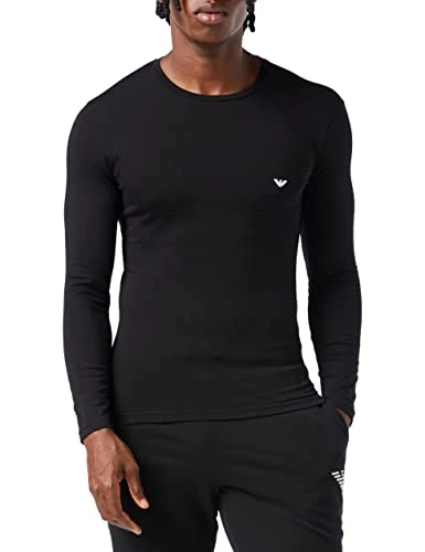 Men's Basic T-shirt, Stretch Cotton T Shirt, Black, M UK