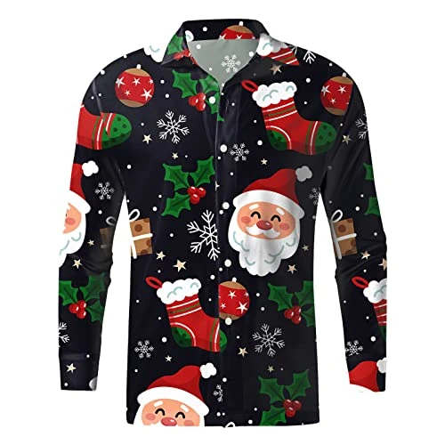 Men's Basic T-Shirts Short Sleeve Casual Long Sleeve Autumn Winter Christmas 3D Printed Shirts Top Blouse Shirts Men T-Shirts Black, Armada, S