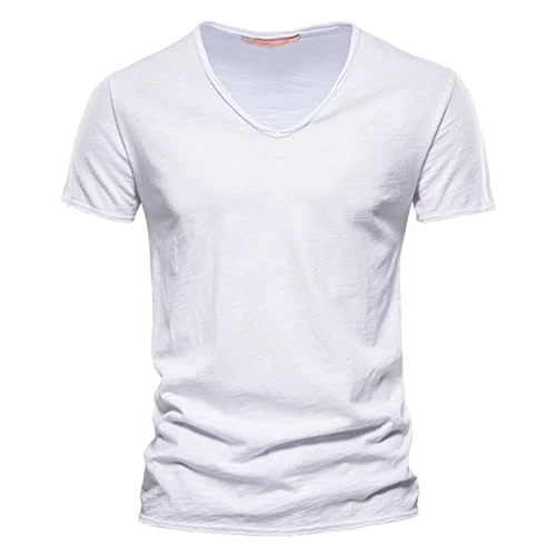 Men's Basic T Shirts Summer Short Sleeve V Neck T-Shirt Blouses Plus Size T-Shirt Top Casual Men T-Shirt Men Blouse, white, XXL