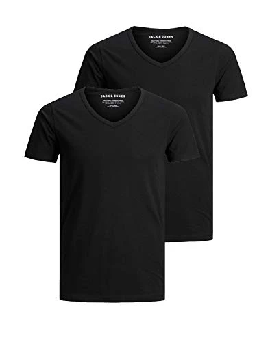 Men's Basic V-Neck T-Shirt - Black, Medium