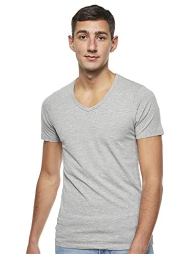 Men's Basic V-neck Tee S/S Noos T-Shirt, Light Grey Melange, XL