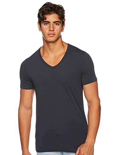 Men's Basic V-neck Tee S/S Noos T-Shirt, Navy Blue, M