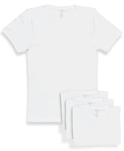 Men's Basic White V-Neck T-Shirt (4 Pack)