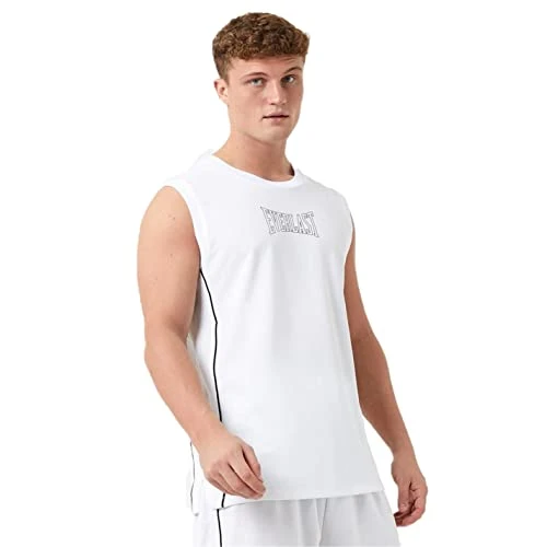 Mens Basketball Jersey V Neck Sleeveless Sports Training Athletic Top White/Black Medium