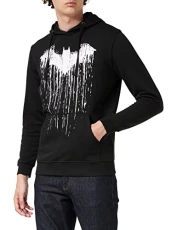 Men's Batman Paint Hoodie, Black (Black Blk), XL UK Men's Batman Paint Hoodie, Black (Black Blk), XL UK