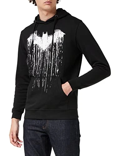 Men's Batman Paint Hoodie, Black (Black Blk), XL UK