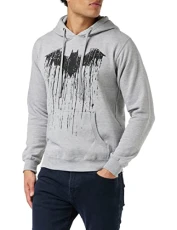 Men's Batman Paint Hoodie, Grey (Grey Spo), XL UK Men's Batman Paint Hoodie, Grey (Grey Spo), XL UK