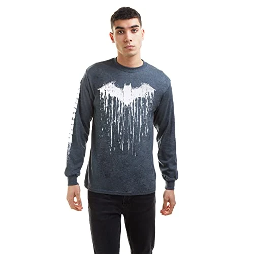 Men's Batman Paint Long Sleeve Top, Dark Heather Grey, X-Large