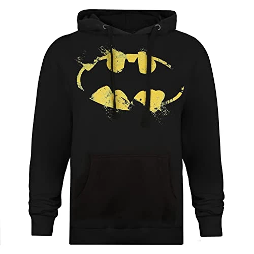 Men's Batman Paint Roller Logo Hooded Sweatshirt, Black, Large