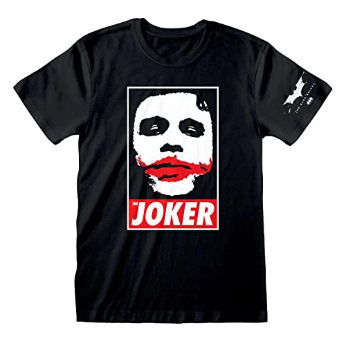 Mens Batman T-Shirt Short Sleeve The Joker Tee Black Medium