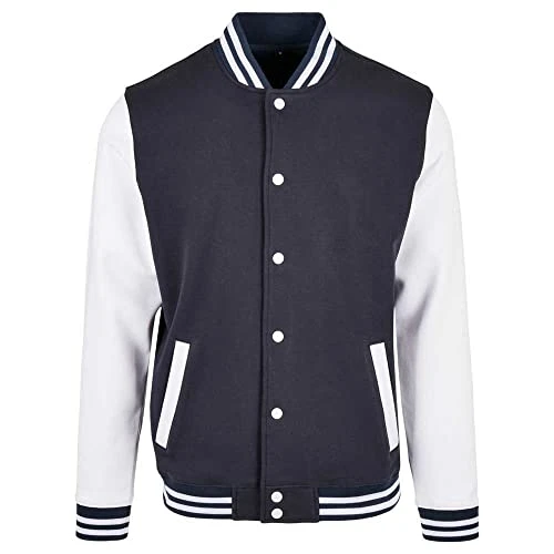 Men's Bb004-basic College Jacket, Navy/White, M