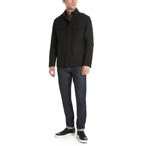 Men's Beekman Casual Military Jacket, Black, XL