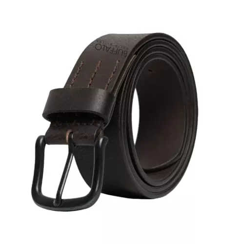 Mens Belt | 38mm Black Belt/Dark Brown Belt | Black Belt Buckle | 100% Genuine Leather Belt | Jean Belt, Dark Brown, 38