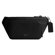 Men's Belt Bag in Crossgrain Leather Waist-Packs, Black, One Size Men's Belt Bag in Crossgrain Leather Waist-Packs, Black, One Size