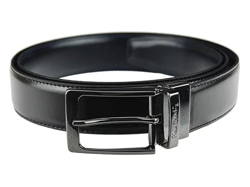 Men's Belt Made With 100% Natural Leather Classic Buckle Minimalistic Elegant Stylish Colour Double Black Size 130