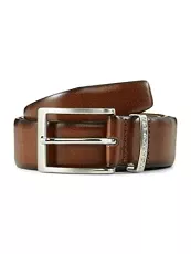 Men's Belt & Straps Leather Belt with Slim Buckle - Brown - Medium