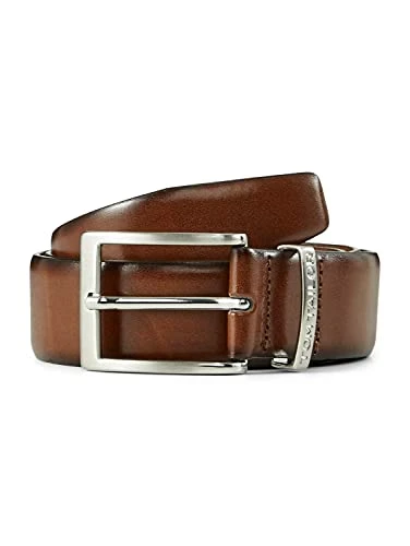 Men's Belt & Straps Leather Belt with Slim Buckle - Brown - Medium