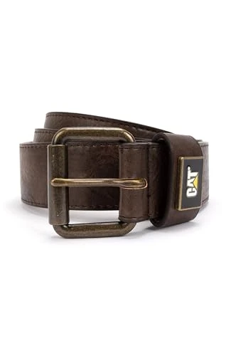 Men's Belt with Enamel Plaque, Brown, 34