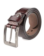 Men's Belts, 100% Real Leather Belt with Metal Anti Scratch Pin Buckle for Jean, Suit Casual Cowboy & Dress (125cm, YX0372 Coffee)