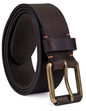 Men's Big and Tall 40mm Workwear Leather Belt, Dark Brown/Roller Buckley, 46