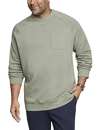 Men's Big and Tall Essential Long Sleeve Ponte Crewneck Sweatshirt Pullover Sweater, Agave Green, XX