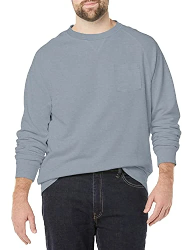 Men's Big and Tall Essential Long Sleeve Ponte Crewneck Sweatshirt Pullover Sweater, Blue Stone, XXL