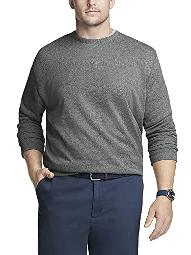 Men's Big and Tall Essential Long Sleeve Sweater Fleece Crewneck Pullover, Iron Gate, XX-Large