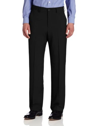 Men's Big and Tall Flat-Front Crosshatch Pant, Black, 44W x 32L