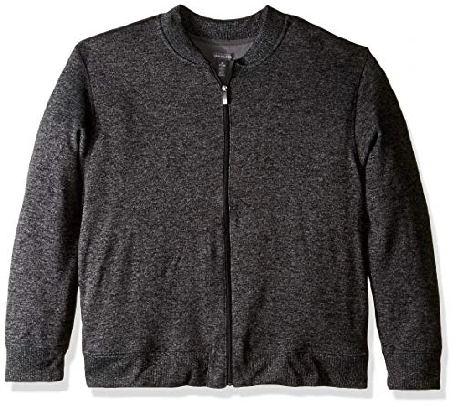 Mens Big and Tall Never Tuck Sweater Fleece Full Zip Bomber, Black, 3X-Large Big