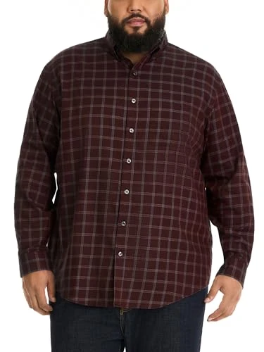 Men's Big and Tall Traveler Stretch Non Iron Long Sleeve Shirt Button, Red Pinot Noir, 4X-Large