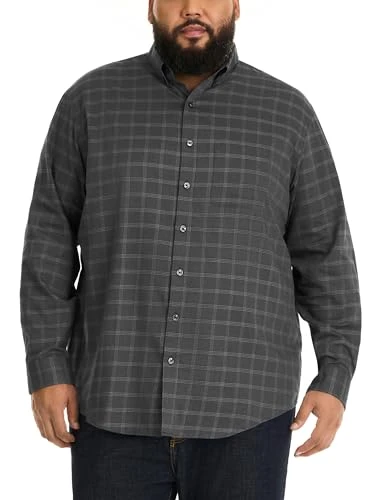 Men's Big and Tall Wrinkle Free Long Sleeve Button Down Shirt, Iron Gate, 4XL