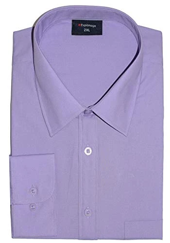 Mens Big Size Classic Fit Sttandard Collar Long Sleeve Shirt (151) in Lilac in 2XL