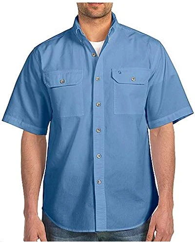 Men's Big & Tall Fort Short Sleeve Shirt Lightweight Chambray Button Front,Blue Chambray,XX-Large Ta