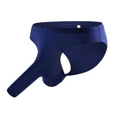 Mens Bikini Underwear Comfort Sexy Mesh Cool Dri Moisture-Wicking Underwear Floral Moisture-Wicking Lace Up Long & Regular Leg Cotton No-Ride-up A Black/Blue See Through Hollow Lingerie