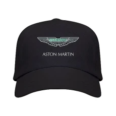 Men's Black Cap with Aston Martin Logo, Black/White, One Size