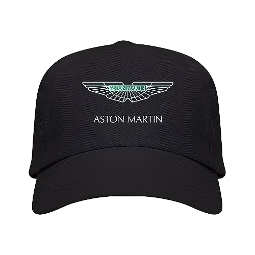 Men's Black Cap with Aston Martin Logo, Black/White, One Size