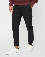 Men's Black Cargo Pocket Jogger Style Trousers