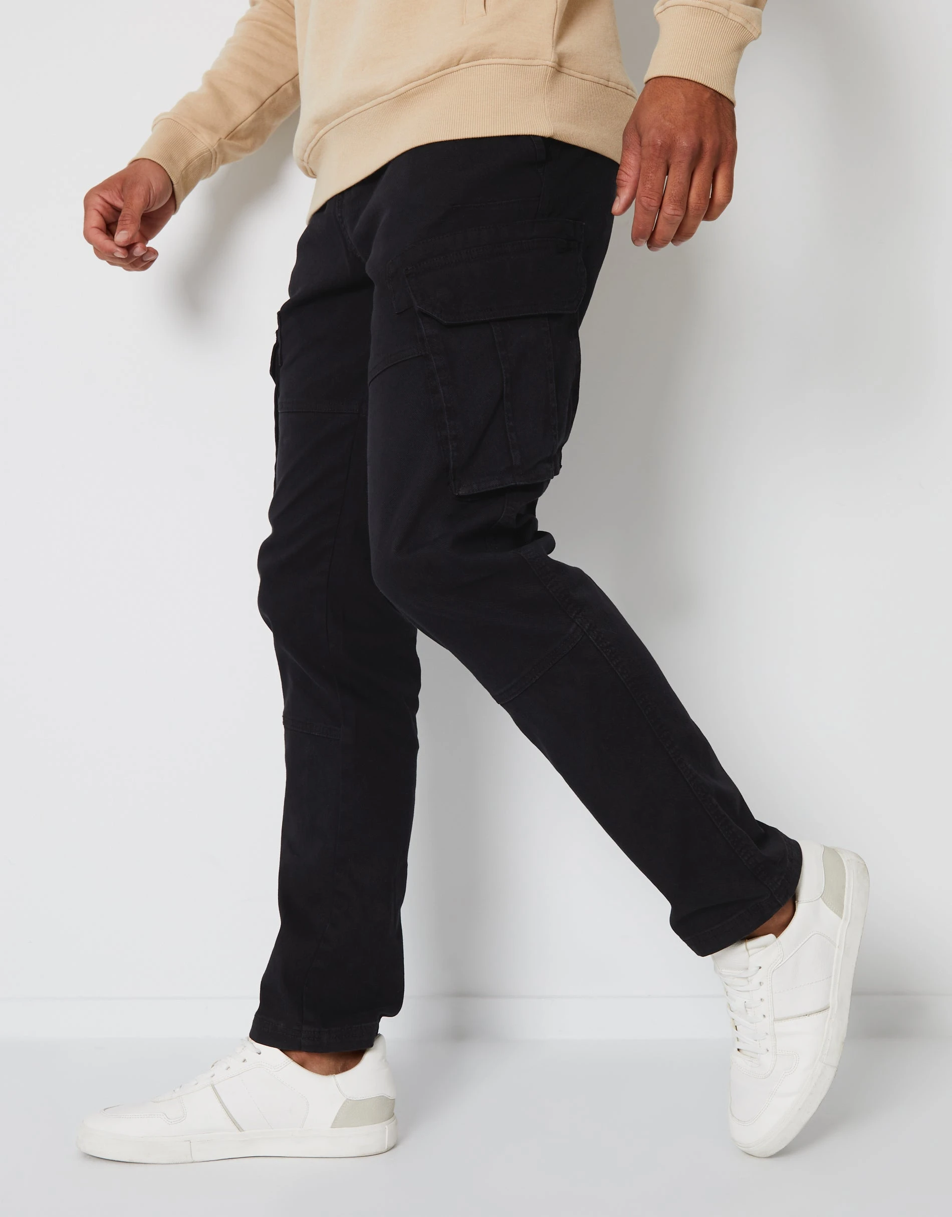 Men's Black Cargo Pocket Stretch Trousers