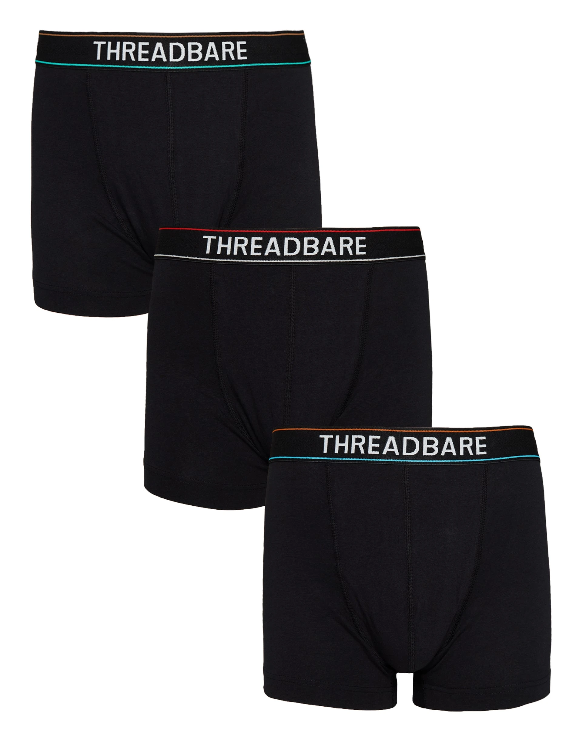 Men's Black Colour Waistband Hipster Boxer Shorts (3 Pack)