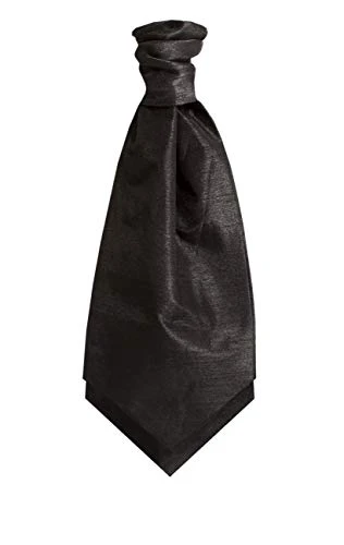 Mens Black Cravat Dupion Satin-Feel Pre-Tied