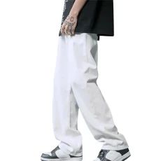 Men's Black Denim Pants Retro Baggy Jeans Wide Leg Cowboy Pant Relaxed Fit Bootcut Denim Pant Extreme Motion Jeans Fashion Biker Jeans Casual Business Jeans Hip Hop Pants Stretch Flat-Front Jeans